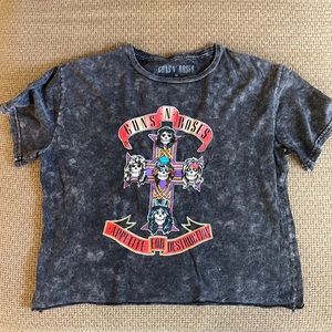 Guns n Roses distressed black crop top